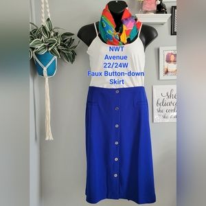 🔥NWT Avenue 22/24 Cobalt Pull-on Skirt